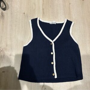 Abercrombie & Fitch Navy Blue Button Down Vest